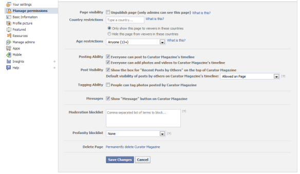 Manage Facebook permissions