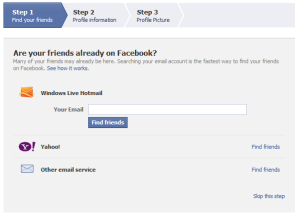 Adding email contacts to Facebook